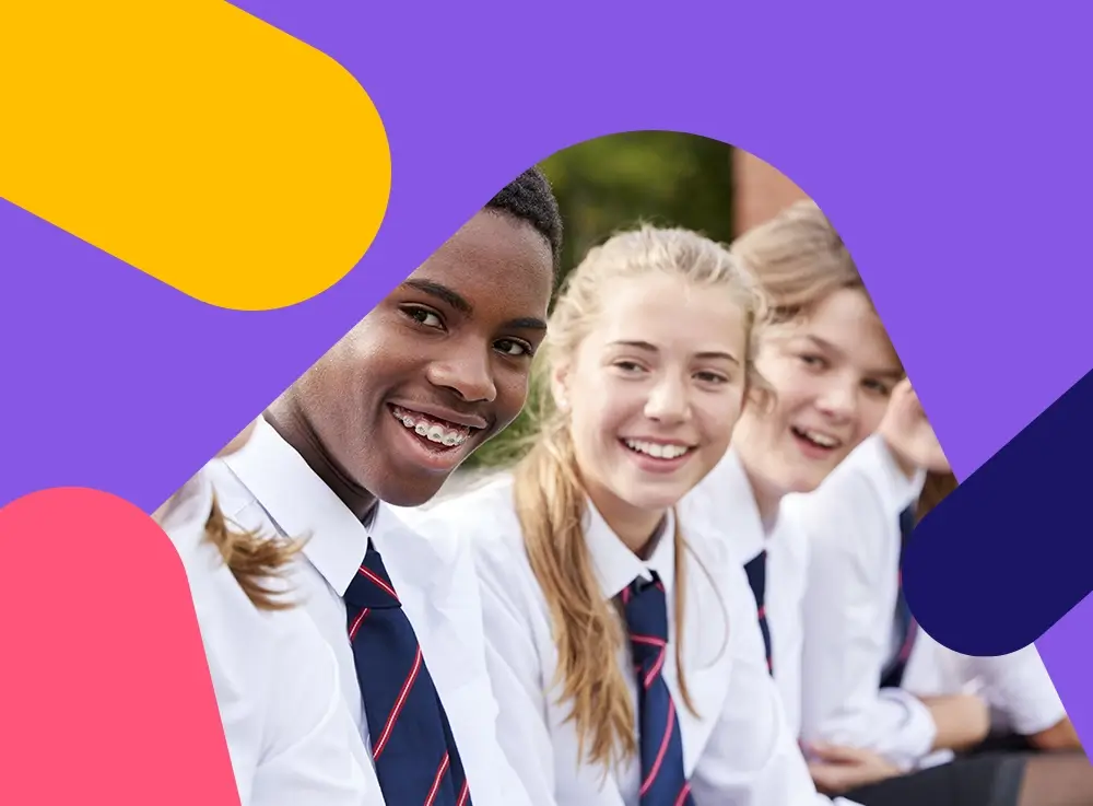 Secondary school children wearing school uniform
